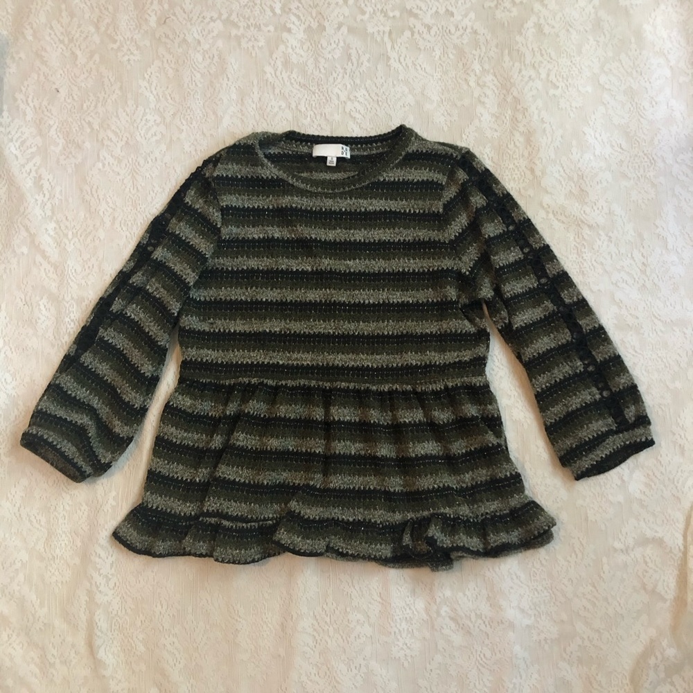 Ro & De metallic knit ruffle top
